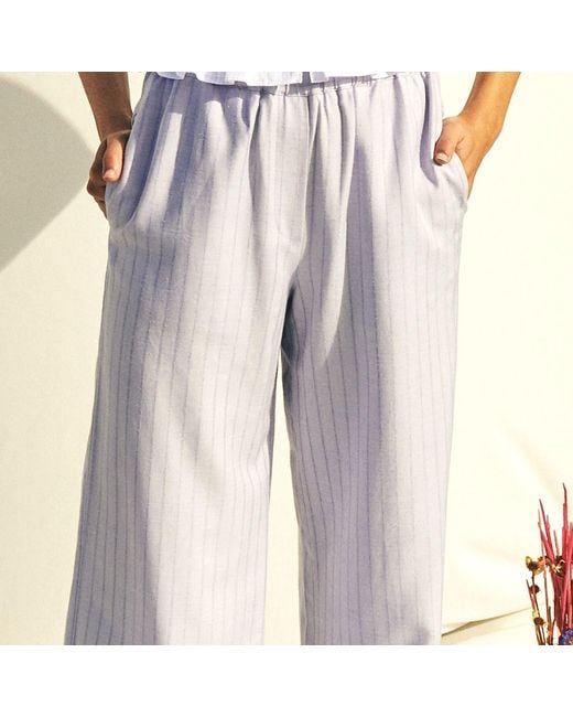 NAZLI CEREN Purple Anville Linen Trousers