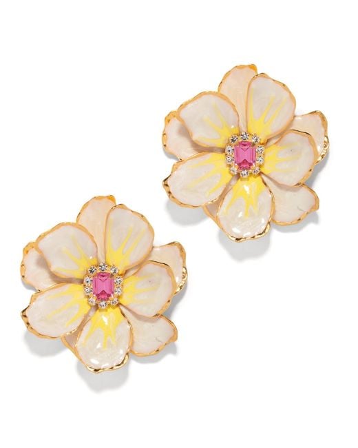 The Pink Reef Metallic Large Jewel Box Floral Earrings