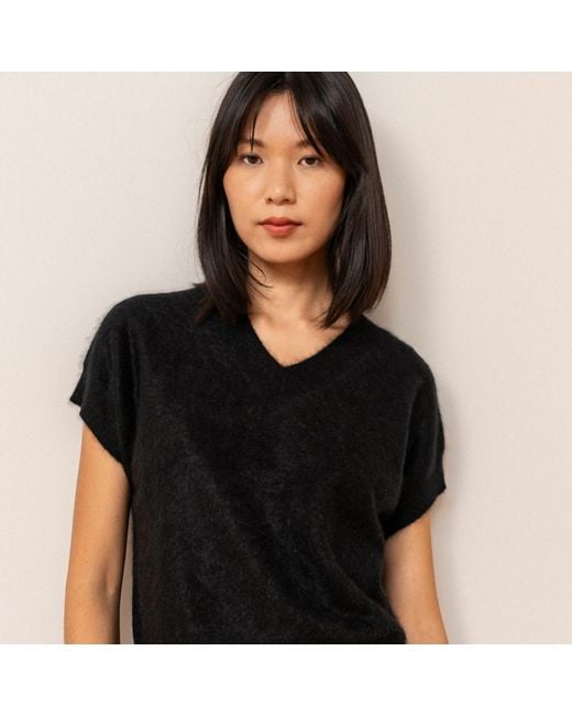 Bel Cashmere Black Melisa Brushed Cashmere Sweater