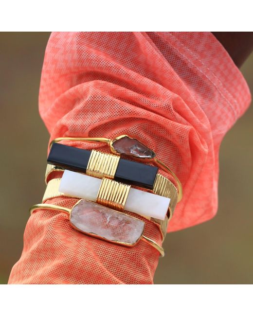 YAA YAA LONDON Yellow Quiet Luxury Collection Onyx Cuff Bracelet