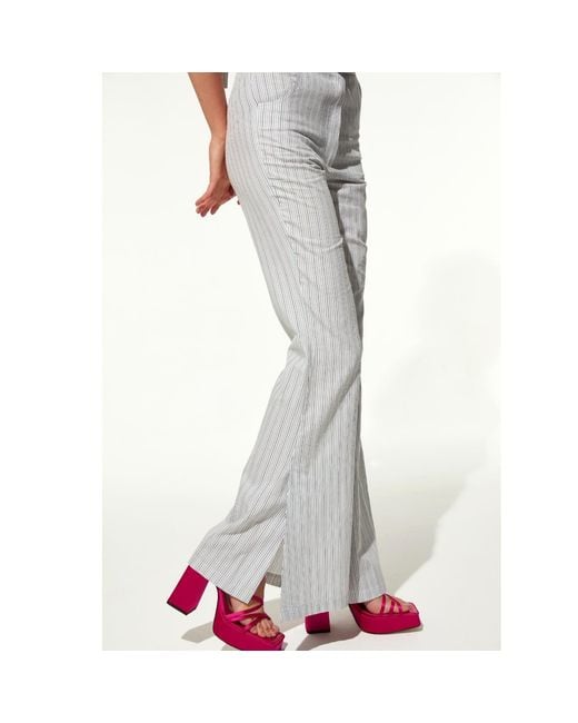 NAZLI CEREN Gray Doxy Flared Cotton Trousers