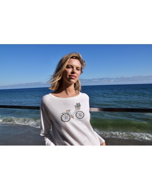 Catnip and Seaweed White Bicycle Cashmere Sweater