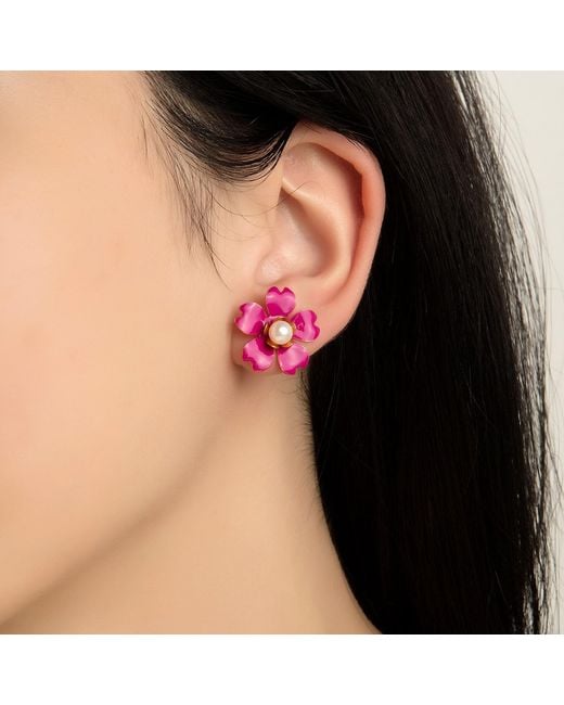 Milou Jewelry Pink Raspberry Buttercup Flower Earrings