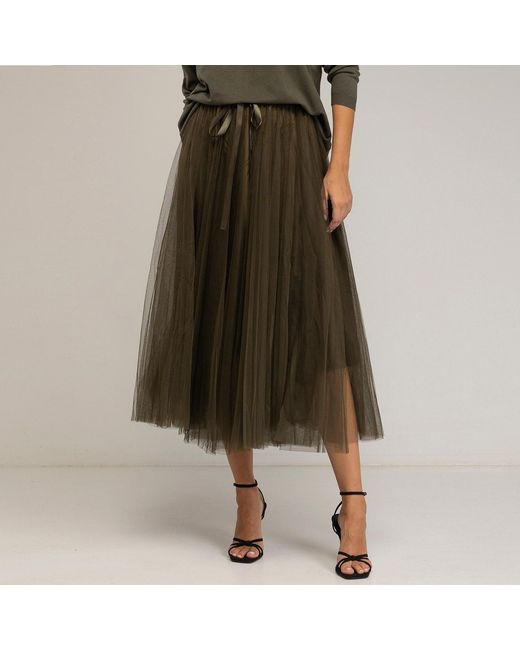 Tantra Spain Sl Brown Tulle Skirt With Multiple Layers And A-Line Cut With Elastic Waistband