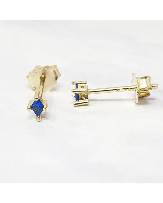 Harfi Blue Tiny Sapphire Stud September Birthstone Earrings