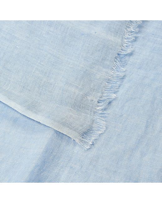 Heritagemoda Blue Handmade Powder Linen Scarf for men
