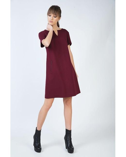 Conquista Red Burgundy Sack Dress