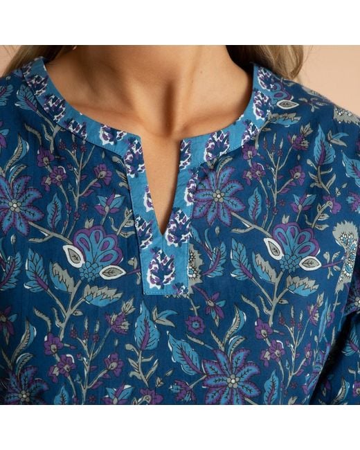 Inara Blue Indian Cotton Lagoon Pyjama Set