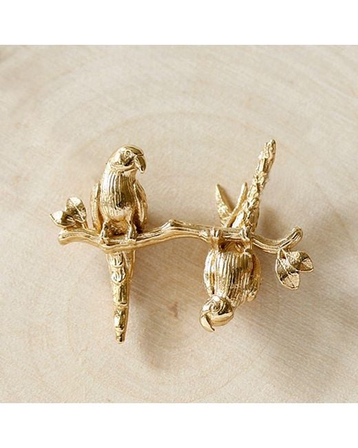 Lee Renee Metallic Parakeet Lapel Pin – Two Friends On A Branch – for men