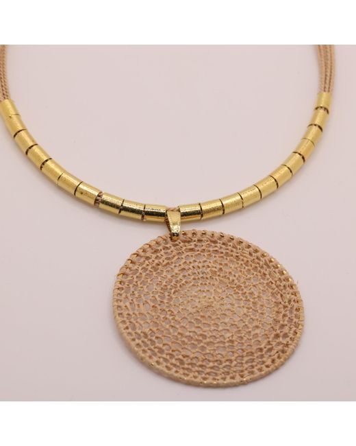 Nart Nature Making Art Metallic Neutrals The Dream Catcher Buriti Natural Fiber Necklace