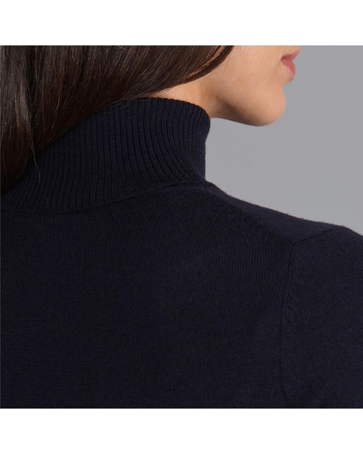 Paul James Knitwear Blue Pure Harriet Extra Fine Merino Wool Roll Neck Jumper