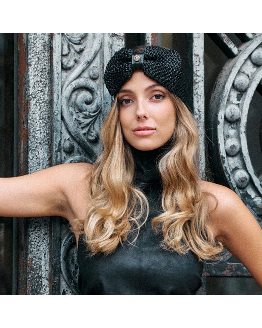 Victoria Slavinskaia Black Two-Way Raffia Headband