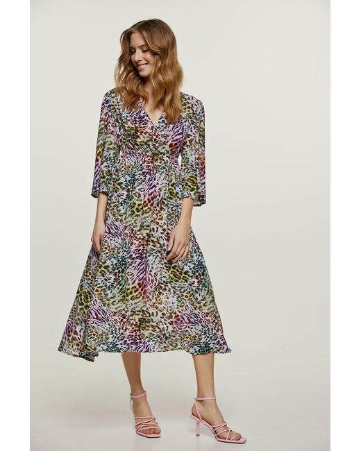 Conquista Multicolor Animal Print Empire Line Dress