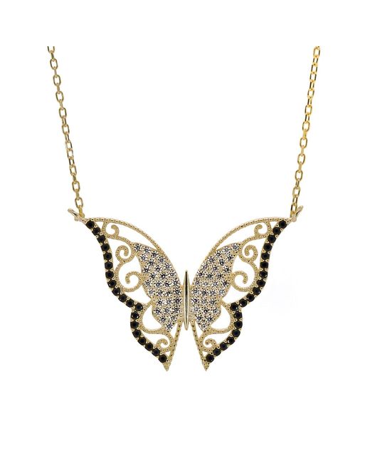 Ebru Jewelry Metallic Gold Sparkly Joyful Butterfly Necklace