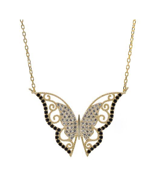 Ebru Jewelry Metallic Gold Sparkly Joyful Butterfly Necklace