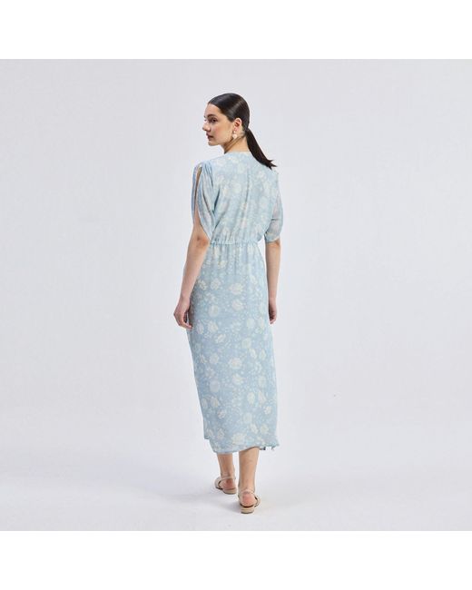 REISTOR Blue Maxi Gathered Dress