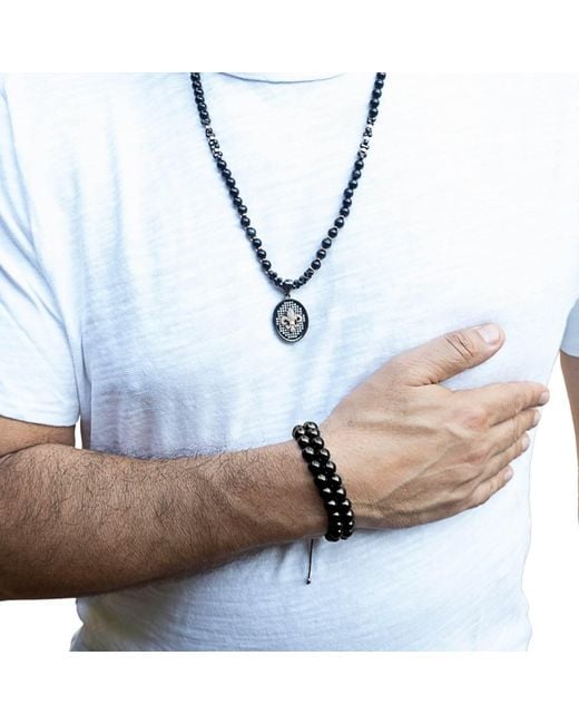 Ebru Jewelry Black Onyx Self Control Bracelet for men
