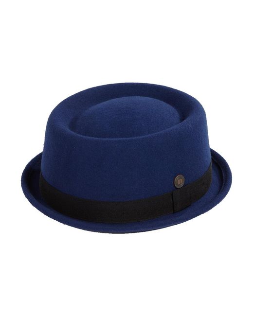 Dasmarca Hats Blue Jack Felt Skimpy Brim Short Brim Rude Boy Mod Style Porkpie Hat for men