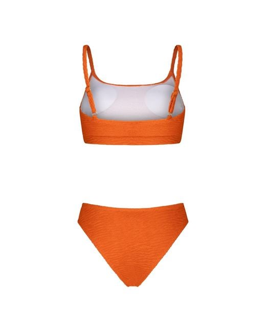 Maison Tangerine Orange Ibiza Textured Crinkle Bikini
