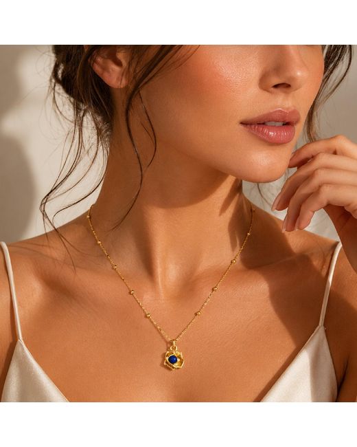 Unaloe Metallic Vermeil Sapphire Necklace – Natural Sapphire Rose Pendant, Luxury Italian Fine Jewelry