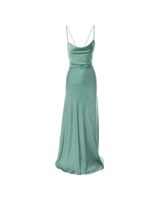 ROSERRY Tulum Cowl Neck Satin Maxi Dress in Green | Lyst