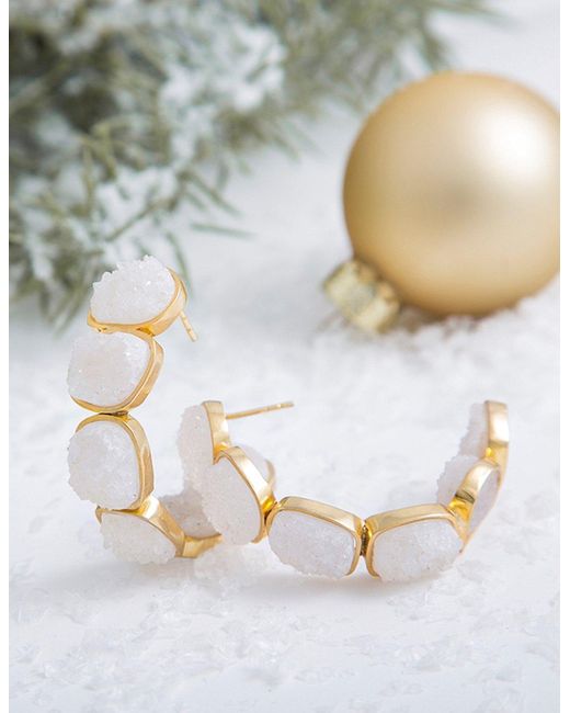 Lavani Jewels Metallic White Lavani Rainbow Earrings