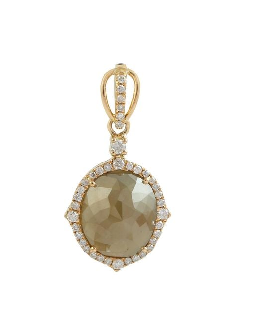 Artisan Metallic Oval Diamond Yellow Gold Pendant