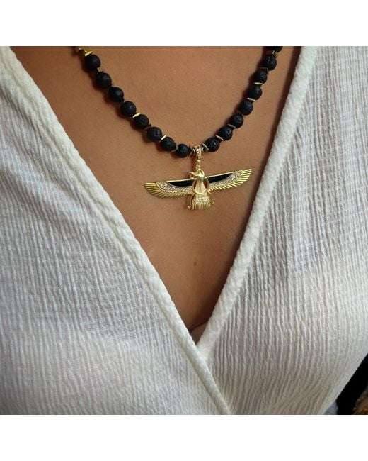 Ebru Jewelry White Powerful Faravahar Necklace