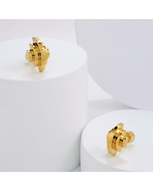 Meulien Metallic Multi Semicircle Geometric Stud Earrings