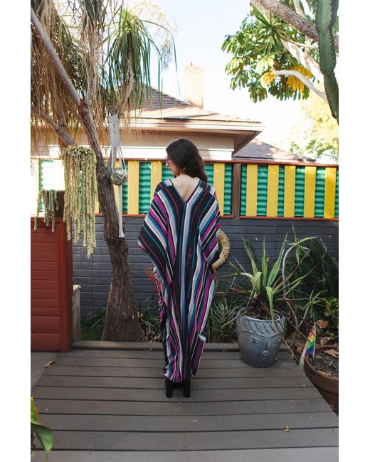 Jennafer Grace Black Raspberry Stripe Caftan Kaftan Dress