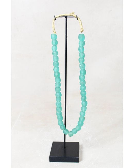 Botanical Boys Blue Ghana Glass Beads Necklace, Light