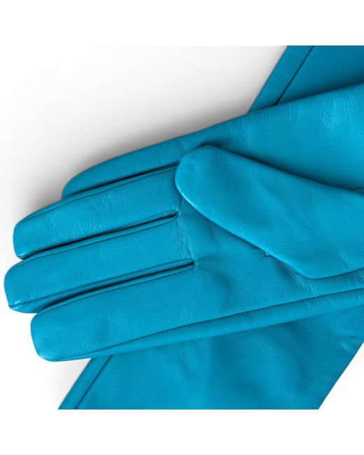 HIGH HEEL JUNGLE by KATHRYN EISMAN Blue Milana Opera-Length Leather Gloves