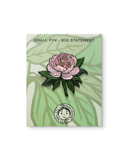 Make Heads Turn Green Enamel Pin Peony