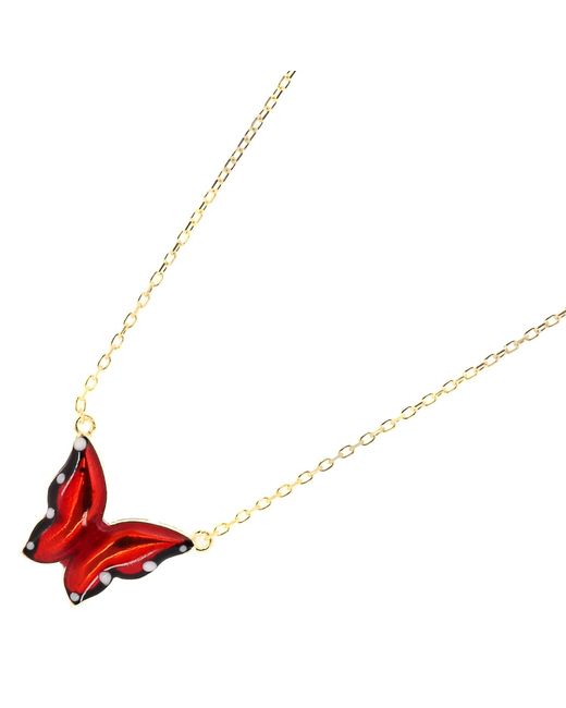 Ebru Jewelry Red Joy Enamel Butterfly Necklace