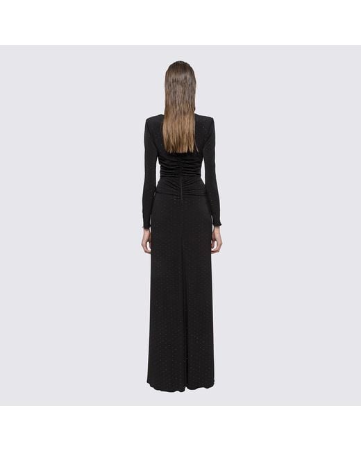 Nissa Black Rhinestone-Embellished Maxi Dress