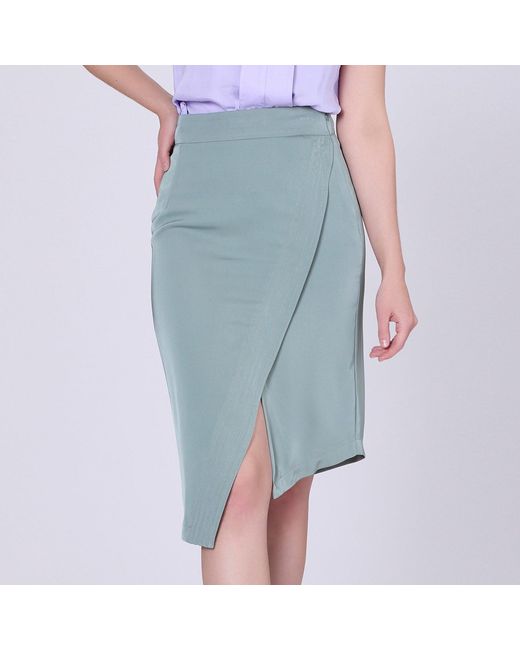 Smart and Joy Gray Asymmetric Crossed Panel Skirt