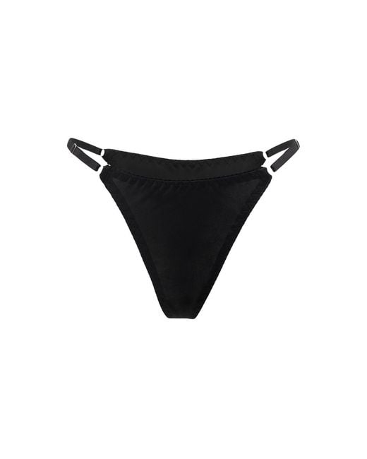 Daily Underwear Black Microfiber Adjustable String Panties