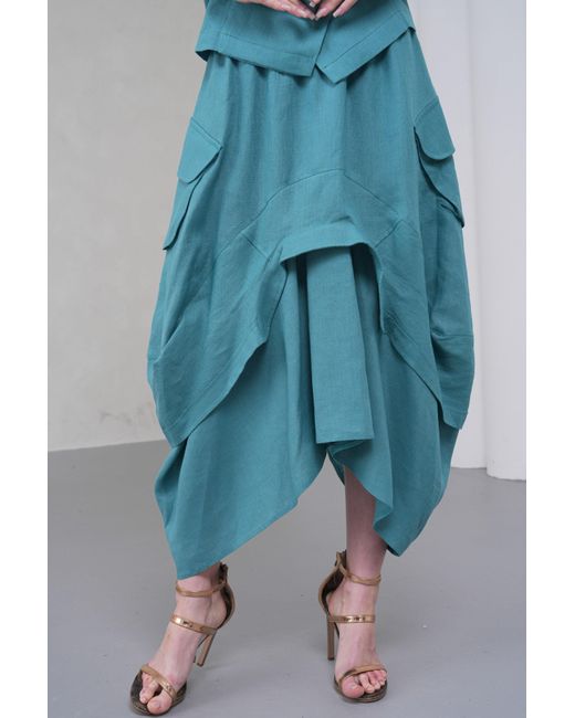 Lumina Eligma Blue The Collar Linen Skirt