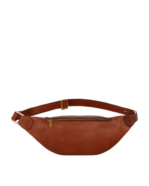 Time Resistance Brown Leather Sling Bag Belly Bag