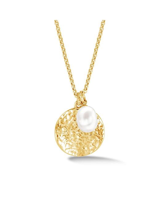 Dower & Hall Metallic Luna Pearl & Disc Pendant