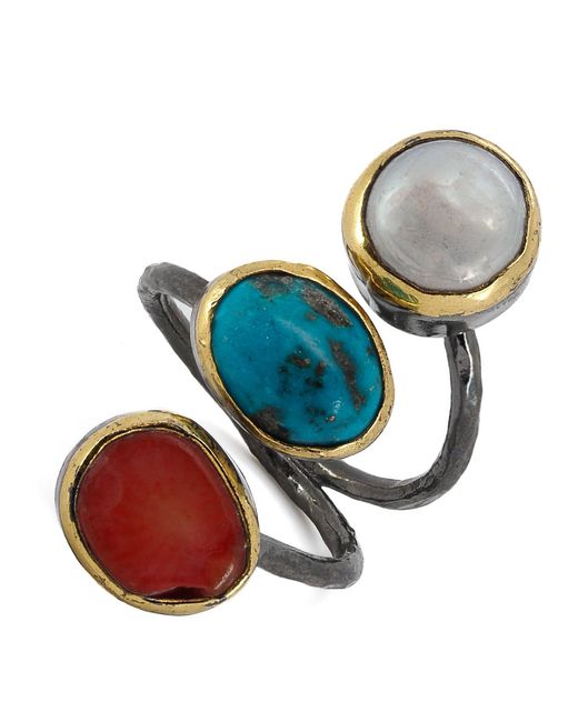 Ebru Jewelry Multicolor Triple Gemstone Sterling Ring