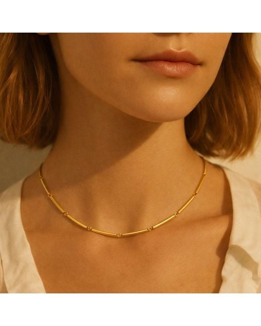Lily Flo Jewellery Metallic Solid Light Line Interval Link Chain Necklace