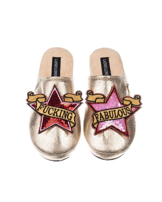 Laines London Metallic Softie Slippers With & Fucking Fabulous Brooches