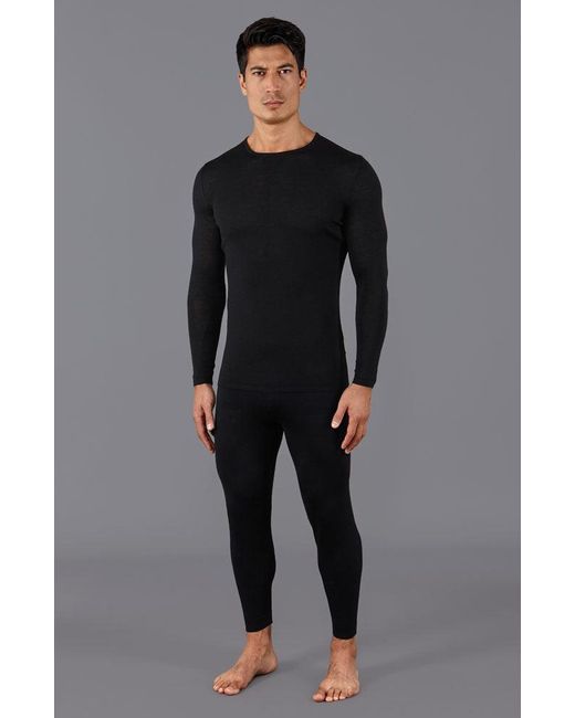 Paul James Knitwear Blue Mens Midweight Merino Activewear Base Layer Zeus Top