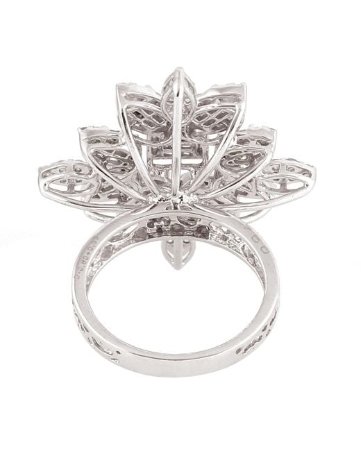 Artisan White Diamond Floral Cluster Statement Ring