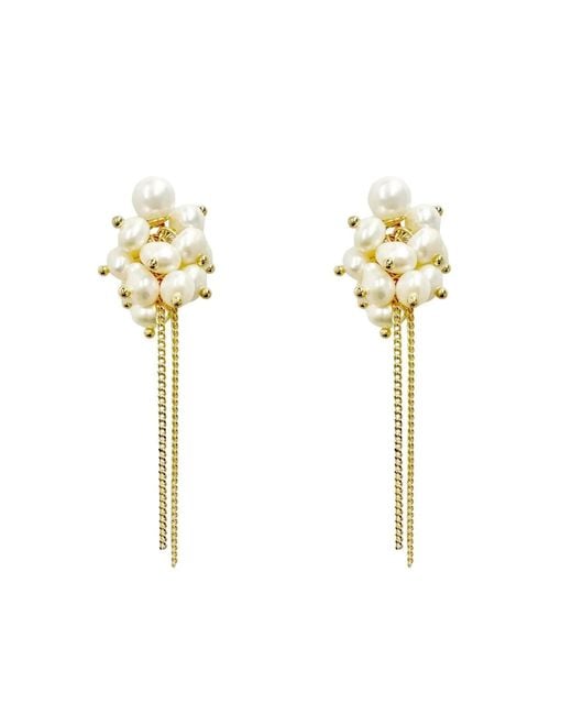 Angel Barocco Metallic Multi Ivory Pearl Earrings