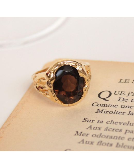 ASSUWA Metallic Nympha Ring With Smoky Quartz