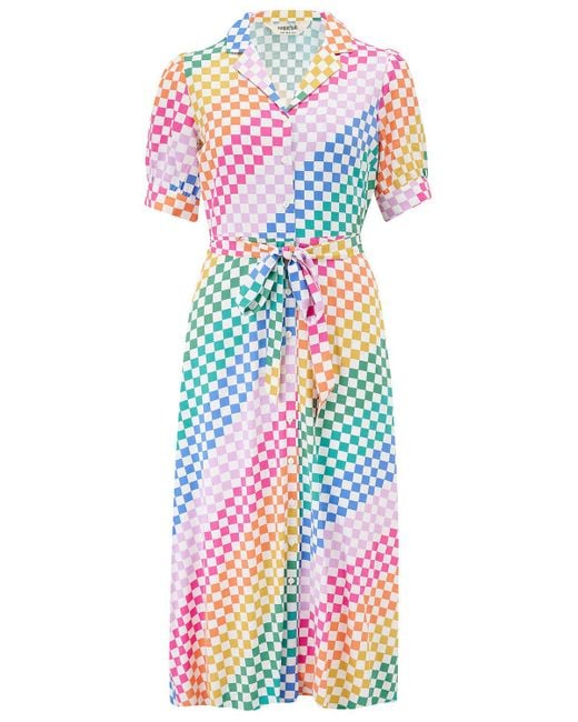 Sugarhill White Penelope Midi Shirt Dress Multi, Checkerboard