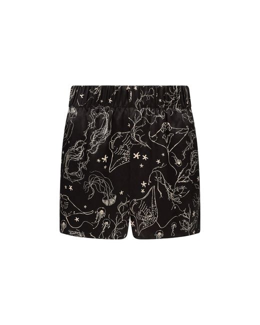 Lily Rou Black Silk Ray Relaxed Shorts