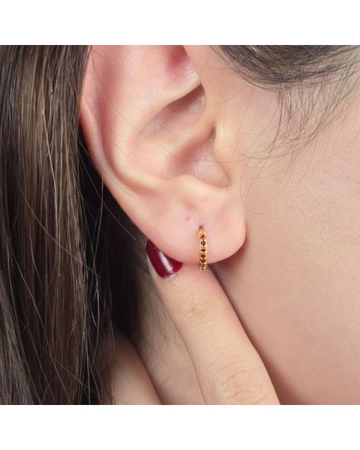 Harfi Metallic Garnet January Birthstone Small Huggie Plated Hoop Earrings